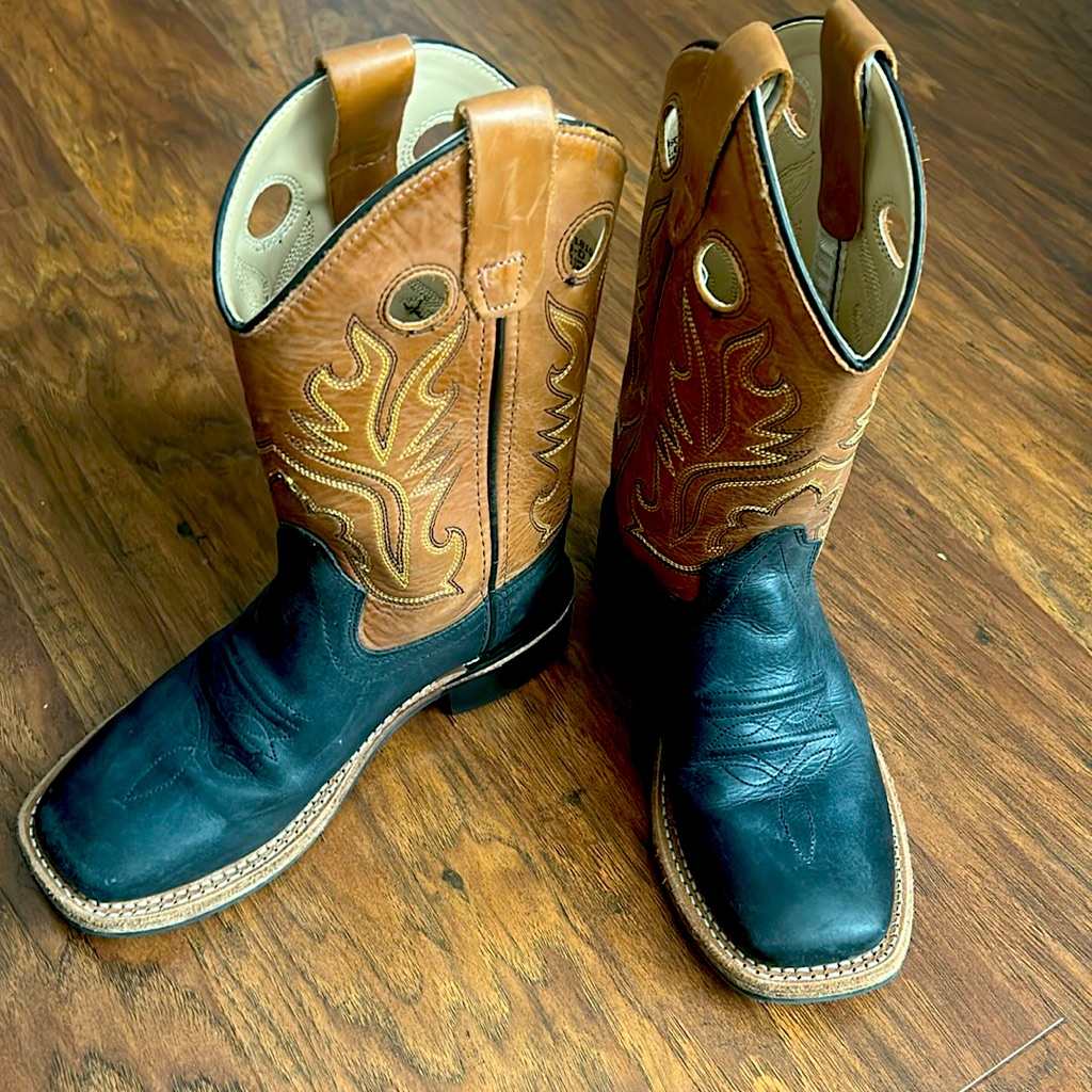 Cowboy Boots, Leather Upper Size 1 , Black/Brown